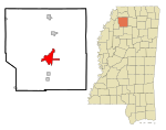 Panola County Mississippi Incorporated and Unincorporated areas Batesville Highlighted